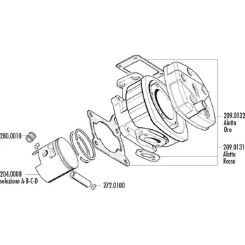 Válec motoru Pístní sada Polini 165ccm 64mm (D), Cagiva Aletta Rossa, Dakar, Elefant 125 LC 204.0008/D