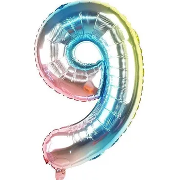 Balónek 4L Balónek fóliový "9" - duhový