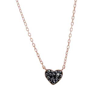 Náhrdelník Náhrdelník černý se Swarovski Elements Srdce Hematite