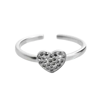 Prsten Prsten čirý se Swarovski Elements Srdce Krystal