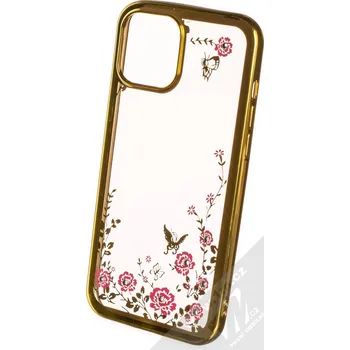 Pouzdro na mobilní telefon 1Mcz Diamond Flower TPU ochranný kryt pro Apple iPhone 12 Pro Max zlatá (gold)