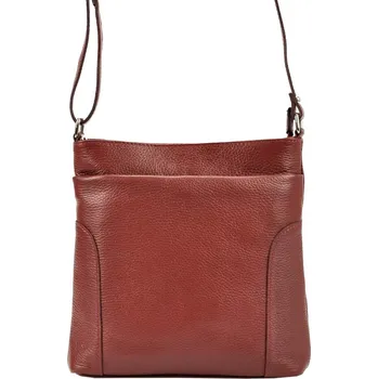 Kabelka Tmavěčervená středně velká kožená crossbody kabelka Patrizia Piu 417