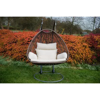 Zahradní houpačka Závěsná houpačka DOPPIO brown umělý ratan