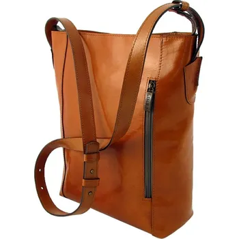 Kabelka Triton Kožená ručně šitá kabelka DITA - česká výroba; koňak