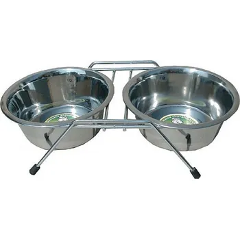 Miska pro psa Miska pro psy a kočky, dvojitá se stojanem, 2x0,75 l