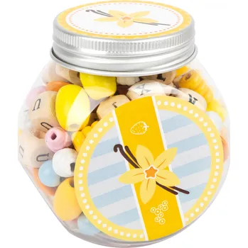 Dětské navlékací korálky Small Foot Dřevěné korálky s písmenky 1ks žlutá