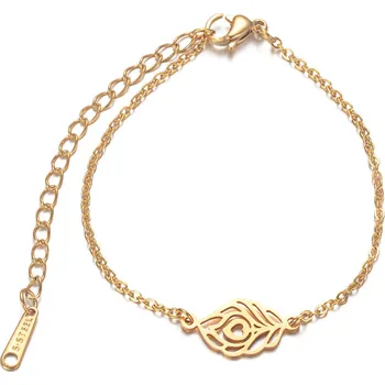 Náramek Šperky4U Zlacený ocelový náramek s peříčkem - OPA1600-GD