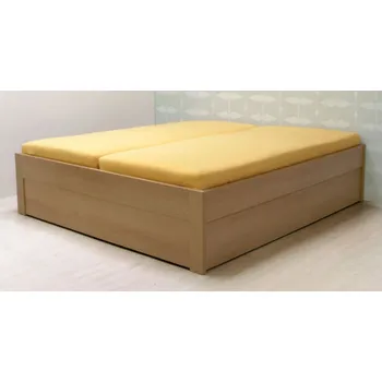 Postel BMB Postel Marika s nízkým čelem ostrá - masivní buk Moření: šedá, Provedení: Bez roštu, Rozměr: 160 x 200 cm