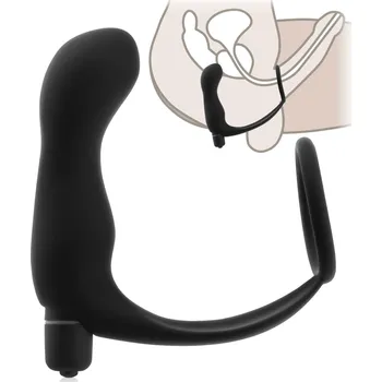 Vibrátor na prostatu MASAŽÉR PROSTATY 10 FUNKCÍ S KROUŽKEM ANÁLNÍ KOLÍK NAVLÉKANÝ NA PENIS