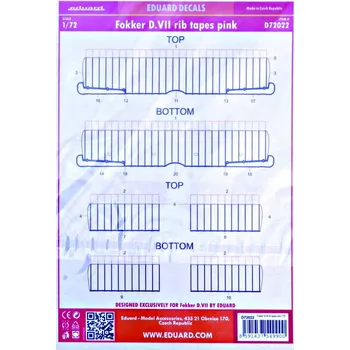 Plastikový model Decals 1/72 Fokker D.VII rib tapes pink (EDU)