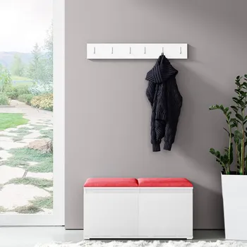 Předsíňová stěna Eka Předsíňová stěna s čalouněnými panely Trinity 5 - Bílá / Červená 2309