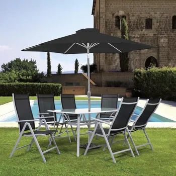 Zahradní sestava Set zahradního nábytku 8-dílný Avenberg HARMONY černo-šedá