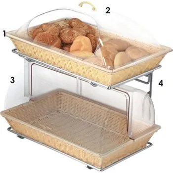 Stojan etážový 2x koš GN 1/1 a 1x poklop a rolltop Varianta: Roltop 530x325mm otvírání v úhlu 90° polykarbonát/chrom 400413311010