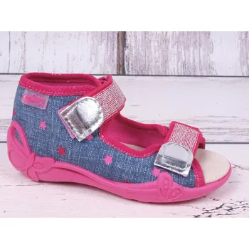 Dívčí bačkory Bačkůrky papučky sandálky Befado Papi 242P084 modrorůžové s hvězdičkami, s koženou stélkou velikost: 26