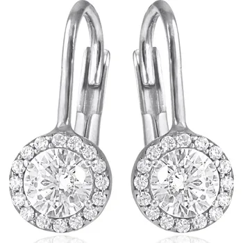 Náušnice GEMMAX Klasické náušnice z bílého zlata osazené velkými zirkony – zlatý šperk ryzosti 585/1000 v Dárkovém balení s Certifikátem GLEWB-29171