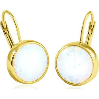 Náušnice GEMMAX Exkluzivní zlaté náušnice s opály Ø 9,5 mm – zlatý šperk ryzosti 585/1000 v Dárkovém balení s Certifikátem GLEYO-32391