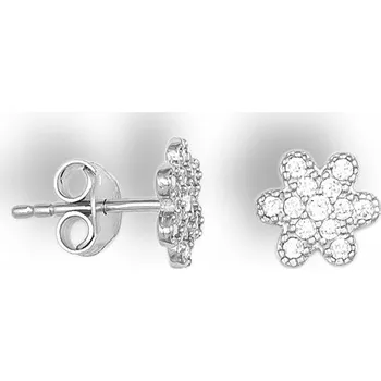 Náušnice GEMMAX Zirkonové náušničky z bílého zlata – zlatý šperk ryzosti 585/1000 v Dárkovém balení s Certifikátem GLEWR-03061