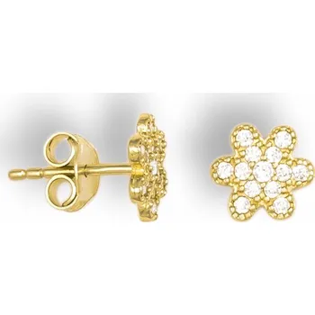 Náušnice GEMMAX Náušničky ze žlutého zlata se zirkony – zlatý šperk ryzosti 585/1000 v Dárkovém balení s Certifikátem GLEYR-03051