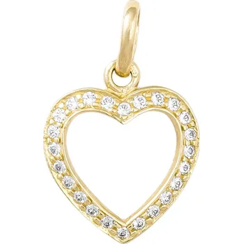 Přívěsek GEMMAX Zlatý přívěsek Desert Heart - srdce vykládané zirkony – zlatý šperk ryzosti 585/1000 v Dárkovém balení s Certifikátem GLPYB-67621