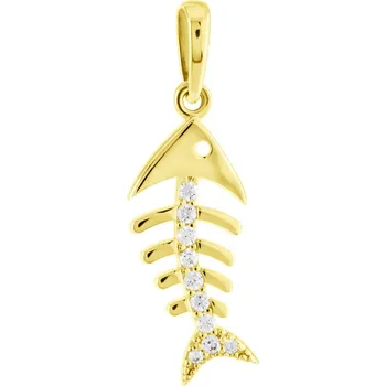 Přívěsek GEMMAX Zlatý přívěsek Rybí kostra – zlatý šperk ryzosti 585/1000 v Dárkovém balení s Certifikátem GLPYB-37561