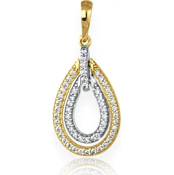 Přívěsek GEMMAX Zlatý přívěsek Kapka se zirkony – zlatý šperk ryzosti 585/1000 v Dárkovém balení s Certifikátem GLPCB-19221