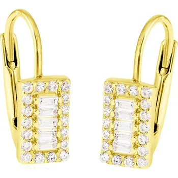 Náušnice GEMMAX Zlaté elegantní náušnice se zirkony – zlatý šperk ryzosti 585/1000 v Dárkovém balení s Certifikátem GLEYB-39631