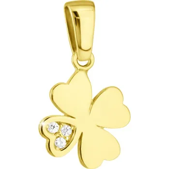 Přívěsek GEMMAX Zlatý přívěsek čtyřlístek – zlatý šperk ryzosti 585/1000 v Dárkovém balení s Certifikátem GLPYB-35941
