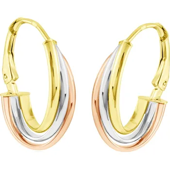 Náušnice GEMMAX Elegantní zlaté náušnice půlkruhy Trinity - kulatý profil – zlatý šperk ryzosti 585/1000 v Dárkovém balení s Certifikátem GLECN-40221