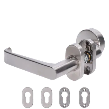 Dveřní kování KOVIAN, s.r.o. Kľučka (Ľ) + guľa oválna (pevná) vyhnutá, brúsená AISI304