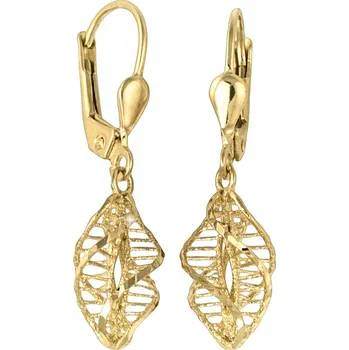 Náušnice GEMMAX GLEYN2144 Zlaté visací náušnice spirály – zlatý šperk ryzosti 585/1000 v Dárkovém balení s Certifikátem GLEYN-21441