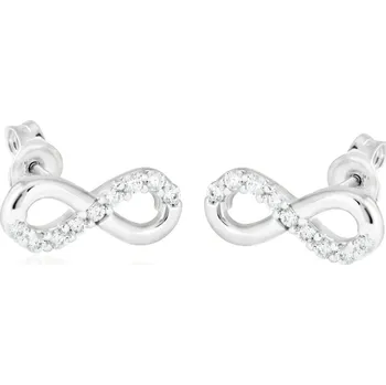 Náušnice GEMMAX Náušnice Nekonečno z bílého zlata se zirkony – zlatý šperk ryzosti 585/1000 v Dárkovém balení s Certifikátem GLEWB-39591