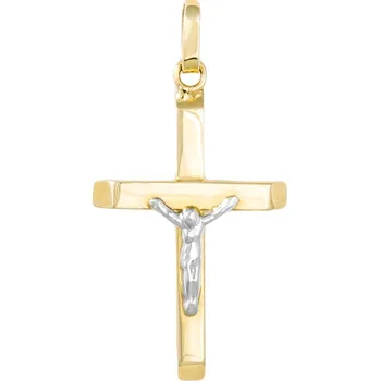 Přívěsek GEMMAX Kombinovaný Křížek s Ježíšem Kristem – zlatý šperk ryzosti 585/1000 v Dárkovém balení s Certifikátem GUPCN-74311