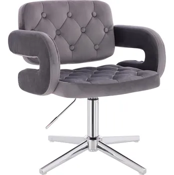 Otočné křeslo Ardal velur na stříbrném kříži - tmavě šedé