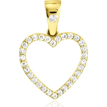 Přívěsek GEMMAX Zlatý přívěsek Srdce se zirkony – zlatý šperk ryzosti 585/1000 v Dárkovém balení s Certifikátem GLPYB-33781