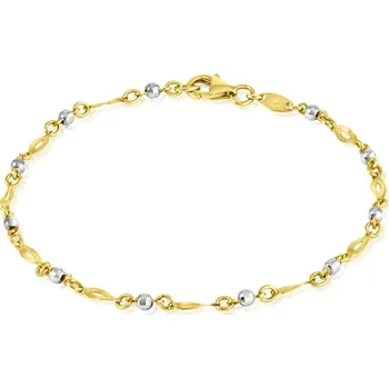 Náramek GEMMAX Zlatý náramek s kuličkami žluto-bílý délka 18 cm – zlatý šperk ryzosti 585/1000 v Dárkovém balení s Certifikátem GLBCN-18-04241