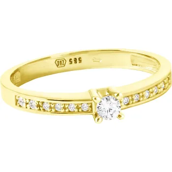 Prsten GEMMAX Nádherný zlatý Zásnubní prsten stylu Side Stone vel. 59 – zlatý šperk ryzosti 585/1000 v Dárkovém balení s Certifikátem GLRYB-59-38261