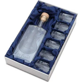 Sklenice Skleněná láhev 0,5 l + 6 ks sklenic 60 ml - elektrická kytara Les Paul
