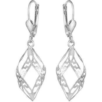 Náušnice GEMMAX Originální visací náušnice Spirály z bílého zlata s řeckým vzorem - mat – zlatý šperk ryzosti 585/1000 v Dárkovém balení s Certifikátem GLEWN-34481