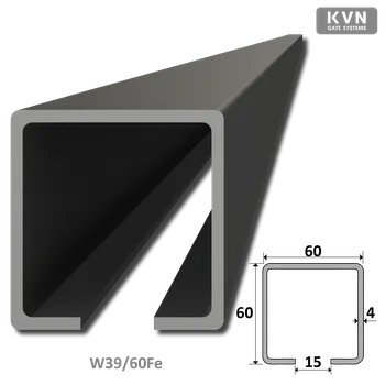 Stavební profil KVN SYSTEM C profil 60x60x4mm čierny Fe, dĺžka 1m
