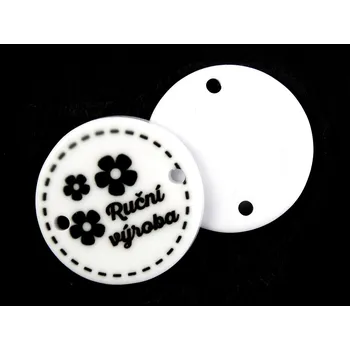 Knoflík GU468, Plastový knoflík, nášivka, "ruční výroba", 36" / 1 kus