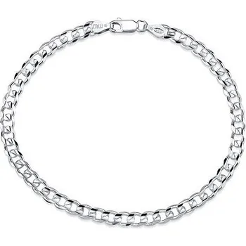 Náramek Stříbrný řetěz na ruku CURB Pancer 5mm - 18 až 22 cm - rhodiovaný varianta 18 cm TTT120BLC-18 cm