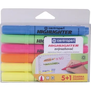 Zvýrazňovač CENTROPEN Zvýrazňovač 6kusů 8552/5+1 sada