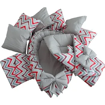 Hnízdečko pro miminko BabyTýpka sada M - Cikcak Red Grey