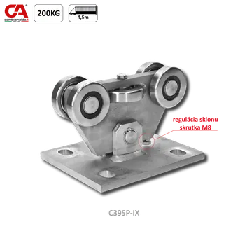 Pohon brány Nerezový vozík PICCOLO do profilu (68x68 mm) pro samonosné brány do 200 kg / otvor: 4.5 m, nerez bez povrchové úpravy / AISI304