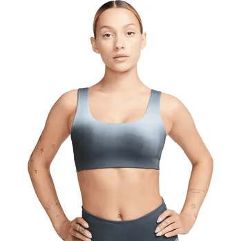 Podprsenka Dámská sportovní podprsenka bez výztuže Nike W NK DF ALATE ALL U AOP BRA SP W šedá DV9943-010 - S | UK 7,5 | US 10