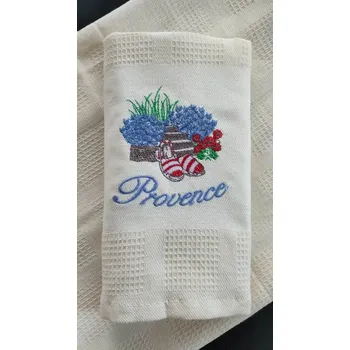 Utěrka Top textil Bavlněná utěrka Provence Levandule červené botky 50x70, krémová