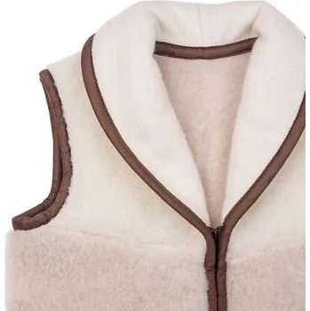 Dámská vesta Vlnka Vlněná vesta Merino s límcem dvoubarevná béžová velikost oblečení S