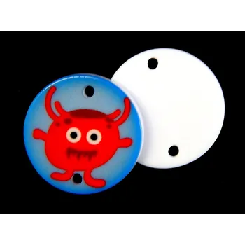 Knoflík GU446, Plastový knoflík, nášivka, příšerka, červená, 36"/ 1 kus