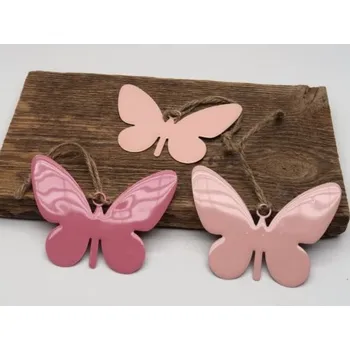 Velikonoční dekorace Motýl smaltovaný růžový, Barva Světlá růžová