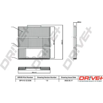 Kabinový filtr Filtr vzduchu v interiéru Dr!ve+ DP1110.12.0339